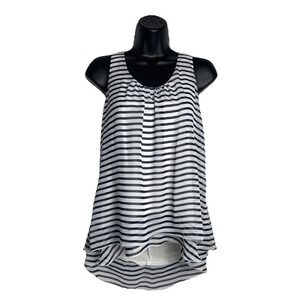 Womens Striped Halter Ruffle Back Tank Top M Navy White Nautical Coastal Beach